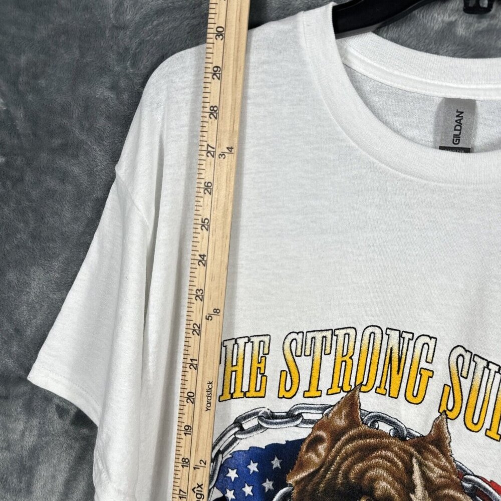 Glidden Men’s Dry Blend T-Shirt “The Strong Survive” Pit Bull American Shirt L - Picture 3 of 8